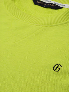 Drop Shoulder Neon Green Loop Knit Sweatshirt