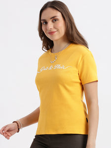 Casual Rib Yellow T-shirt