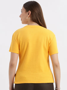 Casual Rib Yellow T-shirt