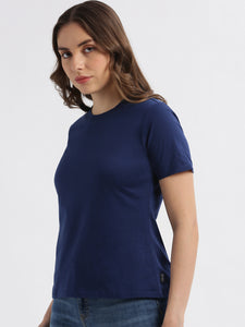 Basic Round Neck Navy Peony Regular fit T-shirt