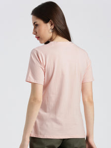 Basic Round Neck Pastel Pink Regular fit T-shirt