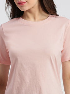 Basic Round Neck Pastel Pink Regular fit T-shirt