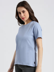 Basic Round Neck Powder Blue Regular fit T-shirt