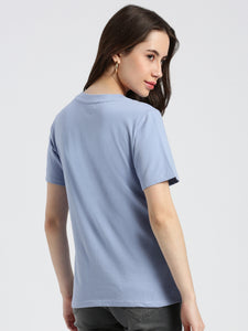 Basic Round Neck Powder Blue Regular fit T-shirt