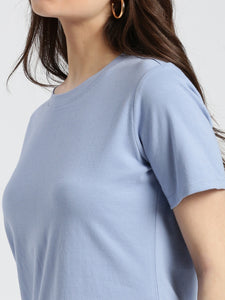 Basic Round Neck Powder Blue Regular fit T-shirt