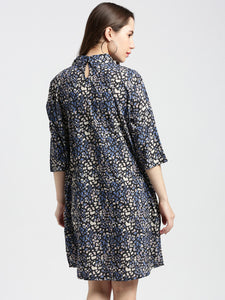 Abstract Print Bijou Blue Dress