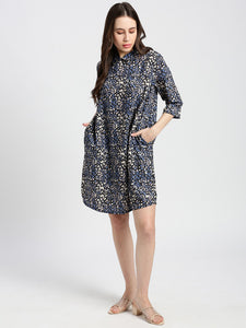 Abstract Print Bijou Blue Dress