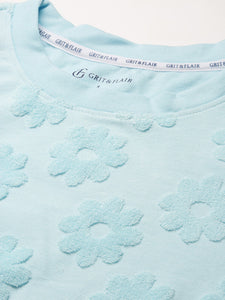 Powder Blue Tonal floral jacquard Dress