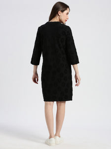 Black Tonal floral jacquard Dress