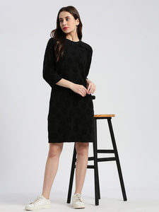 Black Tonal floral jacquard Dress