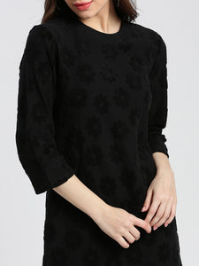 Black Tonal floral jacquard Dress