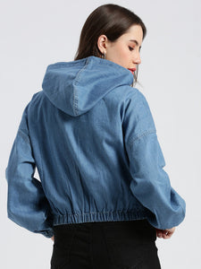 Ice Blue Denim Crop Jackets