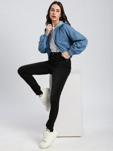 Ice Blue Denim Crop Jackets