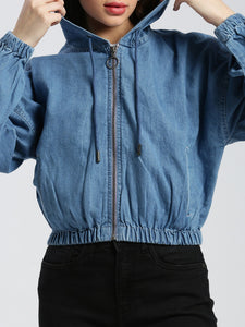 Ice Blue Denim Crop Jackets