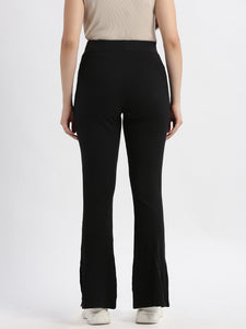 High Rise Fit & Flare Rib Knit Pants