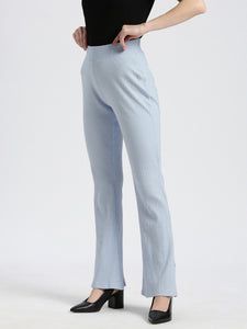 High Rise Fit & Flare Rib Knit Pants