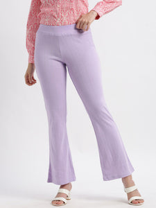 High Rise Fit & Flare Pointelle Knit Pants