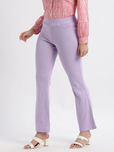 High Rise Fit & Flare Pointelle Knit Pants