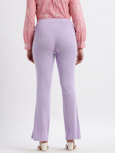 High Rise Fit & Flare Pointelle Knit Pants