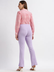 High Rise Fit & Flare Pointelle Knit Pants