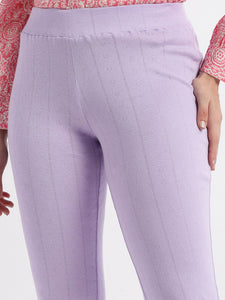 High Rise Fit & Flare Pointelle Knit Pants