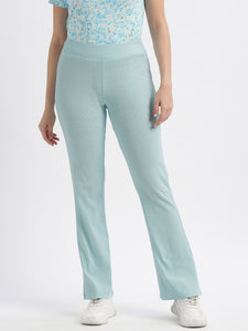 High Rise Fit & Flare Pointelle Knit Pants