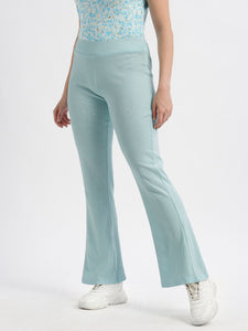 High Rise Fit & Flare Pointelle Knit Pants