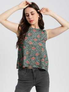 All Over Floral Print Sleeveeless Top