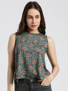 All Over Floral Print Sleeveeless Top