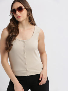 Beige Casual Top