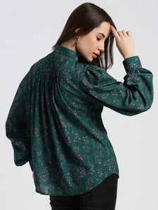 Dark Green Botanical Regular Shirt