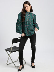 Dark Green Botanical Regular Shirt