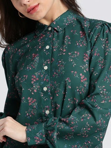 Dark Green Botanical Regular Shirt