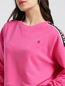 Drop Shoulder Light Pink Loop Knit Sweatshirt