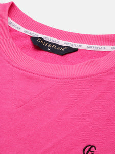 Drop Shoulder Light Pink Loop Knit Sweatshirt