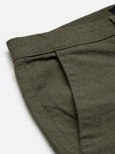 Cotton Linen Dark Olive Boot Cut Fit Trouser