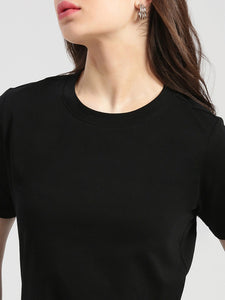 Basic Round Neck Jet Black Regular fit T-shirt