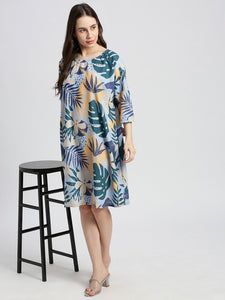 knee length Blue Poly Tunic